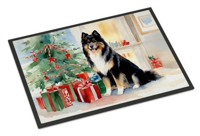 Finnish Lapphund Cozy Christmas Doormat Front Door Mat Indoor Outdoor Rugs for Entryway, Non Slip Washable Low Pile, 24H X 36W -E