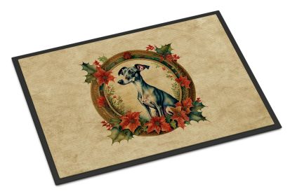 Italian Greyhound Christmas Flowers Doormat Front Door Mat Indoor Outdoor Rugs for Entryway, Non Slip Washable Low Pile, 24H X 36W -A