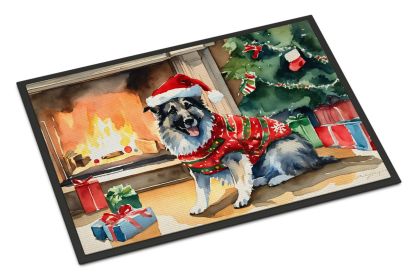 Norwegian Elkhound Cozy Christmas Doormat Front Door Mat Indoor Outdoor Rugs for Entryway, Non Slip Washable Low Pile, 24H X 36W -I