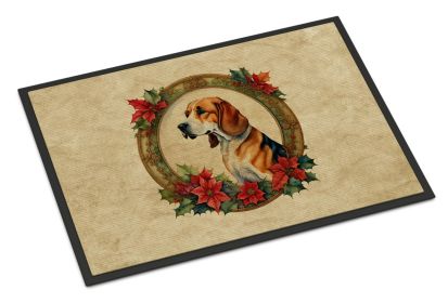 American Foxhound Christmas Flowers Doormat Front Door Mat Indoor Outdoor Rugs for Entryway, Non Slip Washable Low Pile, 24H X 36W -B