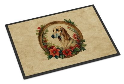 Saluki Christmas Flowers Doormat Front Door Mat Indoor Outdoor Rugs for Entryway, Non Slip Washable Low Pile, 24H X 36W -A