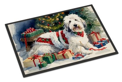 Old English Sheepdog Cozy Christmas Doormat Front Door Mat Indoor Outdoor Rugs for Entryway, Non Slip Washable Low Pile, 24H X 36W -K