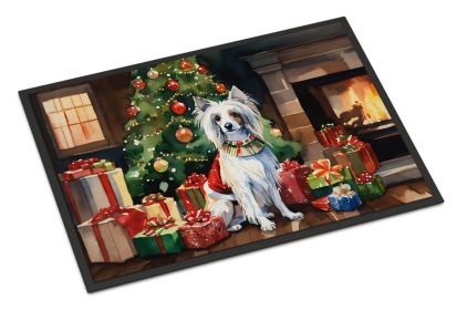 Chinese Crested Cozy Christmas Doormat Front Door Mat Indoor Outdoor Rugs for Entryway, Non Slip Washable Low Pile, 24H X 36W -A
