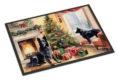 Belgian Sheepdog Cozy Christmas Doormat Front Door Mat Indoor Outdoor Rugs for Entryway, Non Slip Washable Low Pile, 24H X 36W -B