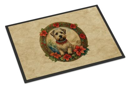 Glen of Imaal Terrier Christmas Flowers Doormat Front Door Mat Indoor Outdoor Rugs for Entryway, Non Slip Washable Low Pile, 24H X 36W -I