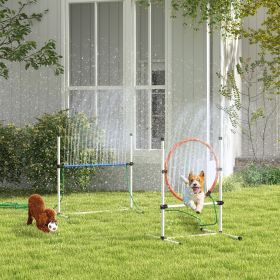 3pc Dog Agility Training Equipment Set with Spray Water Tube, White-O