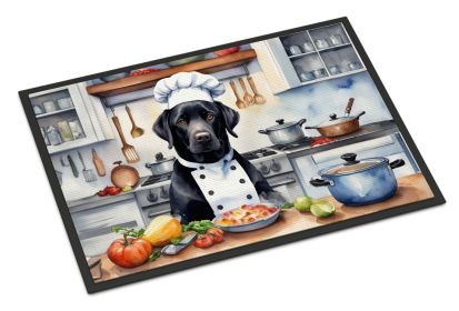 Black Labrador Retriever The Chef Doormat Front Door Mat Indoor Outdoor Rugs for Entryway, Non Slip Washable Low Pile, 24H X 36W -E