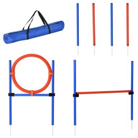 Dog Pet Agility Training Kit High Jump Weave Pole Ring Obedience Training Set Adjustable Equipment Portable-T