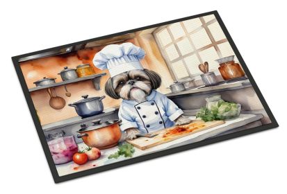 Shih Tzu The Chef Doormat Front Door Mat Indoor Outdoor Rugs for Entryway, Non Slip Washable Low Pile, 24H X 36W -K