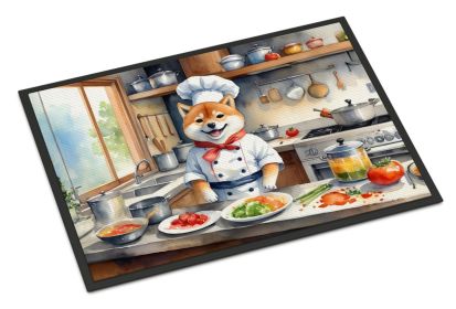 Shiba Inu The Chef Doormat Front Door Mat Indoor Outdoor Rugs for Entryway, Non Slip Washable Low Pile, 24H X 36W -L