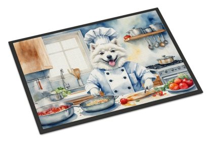 American Eskimo The Chef Doormat Front Door Mat Indoor Outdoor Rugs for Entryway, Non Slip Washable Low Pile, 24H X 36W -A