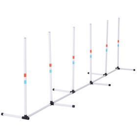 Adjustable Dog Agility Training Obstacle Set with Weaves Poles and Storage Bag for Pet Dogs Outdoor Games Exercise White-L