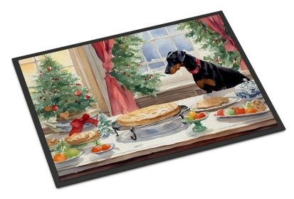 Doberman Pinscher Christmas Cookies Doormat Front Door Mat Indoor Outdoor Rugs for Entryway, Non Slip Washable Low Pile, 24H X 36W -K