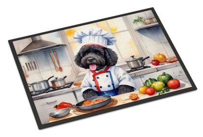 Portuguese Water Dog The Chef Doormat Front Door Mat Indoor Outdoor Rugs for Entryway, Non Slip Washable Low Pile, 24H X 36W -J