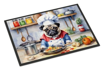 Pug The Chef Doormat Front Door Mat Indoor Outdoor Rugs for Entryway, Non Slip Washable Low Pile, 24H X 36W -L
