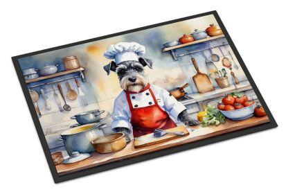 Schnauzer The Chef Doormat Front Door Mat Indoor Outdoor Rugs for Entryway, Non Slip Washable Low Pile, 24H X 36W -E