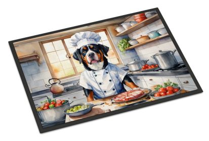Greater Swiss Mountain Dog The Chef Doormat Front Door Mat Indoor Outdoor Rugs for Entryway, Non Slip Washable Low Pile, 24H X 36W -E