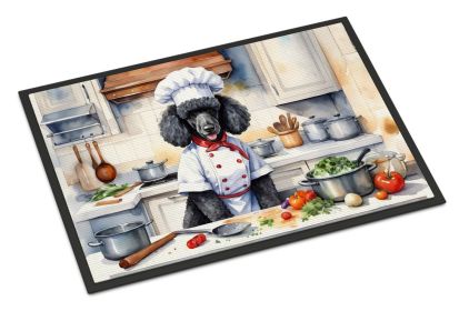 Black Poodle The Chef Doormat Front Door Mat Indoor Outdoor Rugs for Entryway, Non Slip Washable Low Pile, 24H X 36W -F
