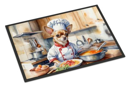 Chihuahua The Chef Doormat Front Door Mat Indoor Outdoor Rugs for Entryway, Non Slip Washable Low Pile, 24H X 36W -J