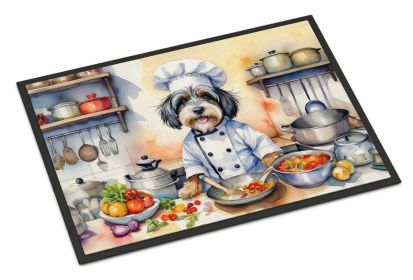 Tibetan Terrier The Chef Doormat Front Door Mat Indoor Outdoor Rugs for Entryway, Non Slip Washable Low Pile, 24H X 36W -D