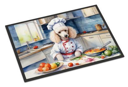 White Poodle The Chef Doormat Front Door Mat Indoor Outdoor Rugs for Entryway, Non Slip Washable Low Pile, 24H X 36W -M