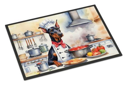 Doberman Pinscher The Chef Doormat Front Door Mat Indoor Outdoor Rugs for Entryway, Non Slip Washable Low Pile, 24H X 36W -I