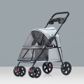 Pet Dog Stroller Quick Folding Shockproof with 2 Front Swivel Wheels & Rear Brake Wheels Cup & Storage Bags Holder Puppy Jogger Carrier