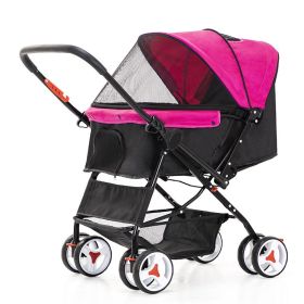 Four Wheel Folding Pet Stroller Dog Jogger Travel s Carrier Adjustable Canopy Storage Brake Mesh Window
