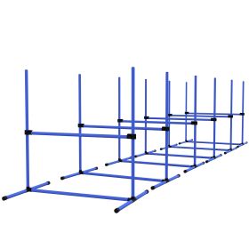Set of 6 Dog Agility Training Equipment Adjustable Jump Bar Pet Exercise Kit with Carrying Bag (Blue)-C