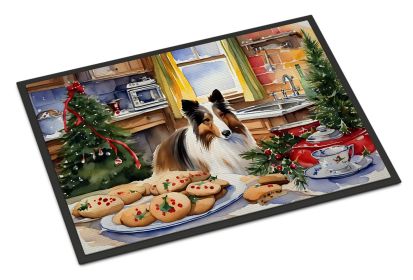 Sheltie Christmas Cookies Doormat Front Door Mat Indoor Outdoor Rugs for Entryway, Non Slip Washable Low Pile, 24H X 36W -D