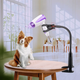 Hair Dryer Holder 360 Degrees Rotatable Hands-Free Hair Dryer Stand Aluminum Alloy Gooseneck Dog  Grooming Table Hair Dryer Clip Holder Clamp Mount (Color: Black, size: 360 ° Adjustable)
