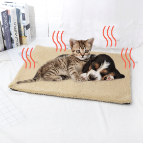 Self Heating Pet Mat; Non-Electric Pet Warming Pad; Self Warming ; Extra Warm Pet Mats For Dog & (Color: Beige, size: 60*45cm/23.6*17.7in)