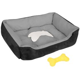 Pet Dog Bed Soft Warm Fleece Puppy  Bed Dog Cozy Nest Sofa Bed Cushion Mat XL Size (Color: Black, size: XL)