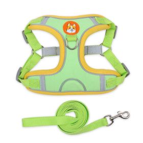 dog Harnesses & dog leash set; Pet Chest Strap Vest Dog Strap Small Dog Rope Wholesale Reflective Dog Towing Rope (colour: green, Specification (L * W): L)