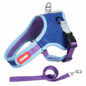 dog Harnesses & dog leash set; Suede Pet Chest Strap Saddle Vest Style Dog Chest Back Reflective Dog Strap Dog Rope Wholesale (colour: Blue, Specification (L * W): M)