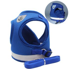 dog Harnesses & dog leash set; Pet Chest Strap Vest Dog Towing Rope Reflective Breathable Dog Rope Pet Supplies Wholesale (colour: Blue, Specification (L * W): S)