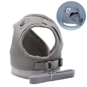dog Harnesses & dog leash set; Pet Chest Strap Vest Dog Towing Rope Reflective Breathable Dog Rope Pet Supplies Wholesale (colour: silver grey, Specification (L * W): XS)