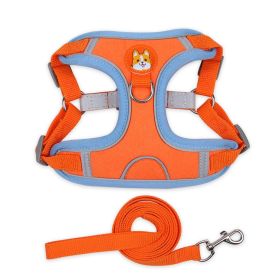 dog Harnesses & dog leash set; Pet Chest Strap Vest Dog Strap Small Dog Rope Wholesale Reflective Dog Towing Rope (colour: orange, Specification (L * W): XL)