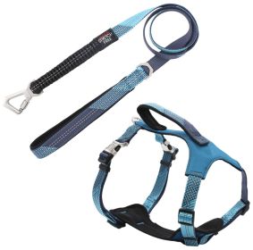 Pet Life 'Geo-prene' 2-in-1 Shock Absorbing Neoprene Padded Reflective Dog Leash & Harness (Color: Blue, size: large)