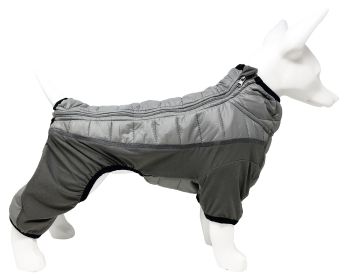 Pet Life 'Aura-Vent' Lightweight 4-Season Stretch & Quick-Dry Full Body Dog Jacket (Color: Grey, size: large)