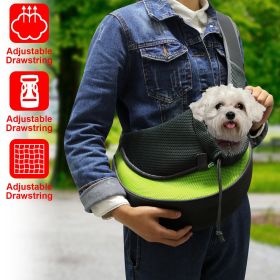 Pet Carrier for Dogs s Hand Free Sling Adjustable Padded Strap Tote Bag Breathable Shoulder Bag Carrying Small Dog (Color: Green, size: L)