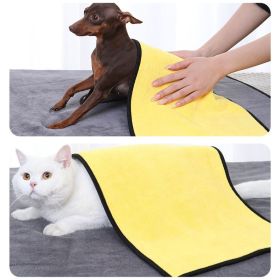 New coral velvet speed pet dry towel dog  bath towel soft absorbent pet bath towel (Color: [Large dog] 70 * 140cm, size: yellow)