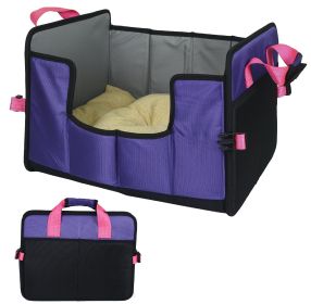 Pet Life 'Travel-Nest' Folding Travel  & Dog Bed (Color: Purple, size: small)
