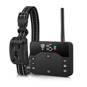 Wireless Electric Dog Fence Waterproof Pet Shock Boundary Containment System Electric Training Collar for S/M/L Dogs (type: Fence with 1 collar, Color: Black)