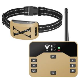 Wireless Electric Dog Fence Waterproof Pet Shock Boundary Containment System Electric Training Collar for S/M/L Dogs (type: Fence with 1 collar, Color: gold)