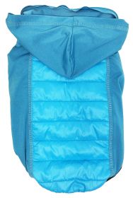 Pet Life 'Apex' Lightweight Hybrid 4-Season Stretch & Quick-Dry Dog Coat w/ Pop out Hood (Color: Blue, size: medium)