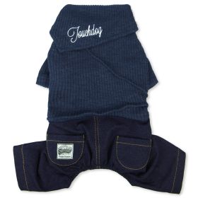 Touchdog Vogue Neck-Wrap Sweater & Denim Pant Outfit (Color: Navy, size: medium)