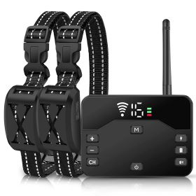 Wireless Electric Dog Fence Waterproof Pet Shock Boundary Containment System Electric Training Collar for S/M/L Dogs (type: Fence with 2 Collar, Color: Black)