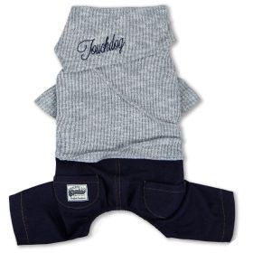 Touchdog Vogue Neck-Wrap Sweater & Denim Pant Outfit (Color: Grey, size: X-Small)