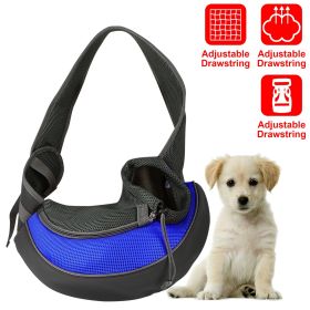 Pet Carrier for Dogs s Hand Free Sling Adjustable Padded Strap Tote Bag Breathable Shoulder Bag Carrying Small Dog (Color: Blue, size: L)